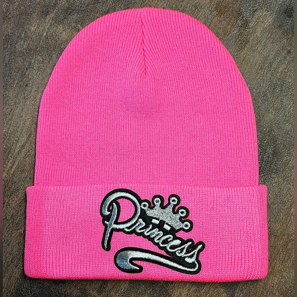 NWT Pink Beanie With Princess Patch - Picture 1 of 2